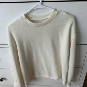 Madewell Cream Ribbed Crewneck Sweater